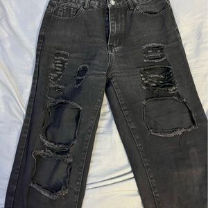 Black  ripped mom jeans ,size medium